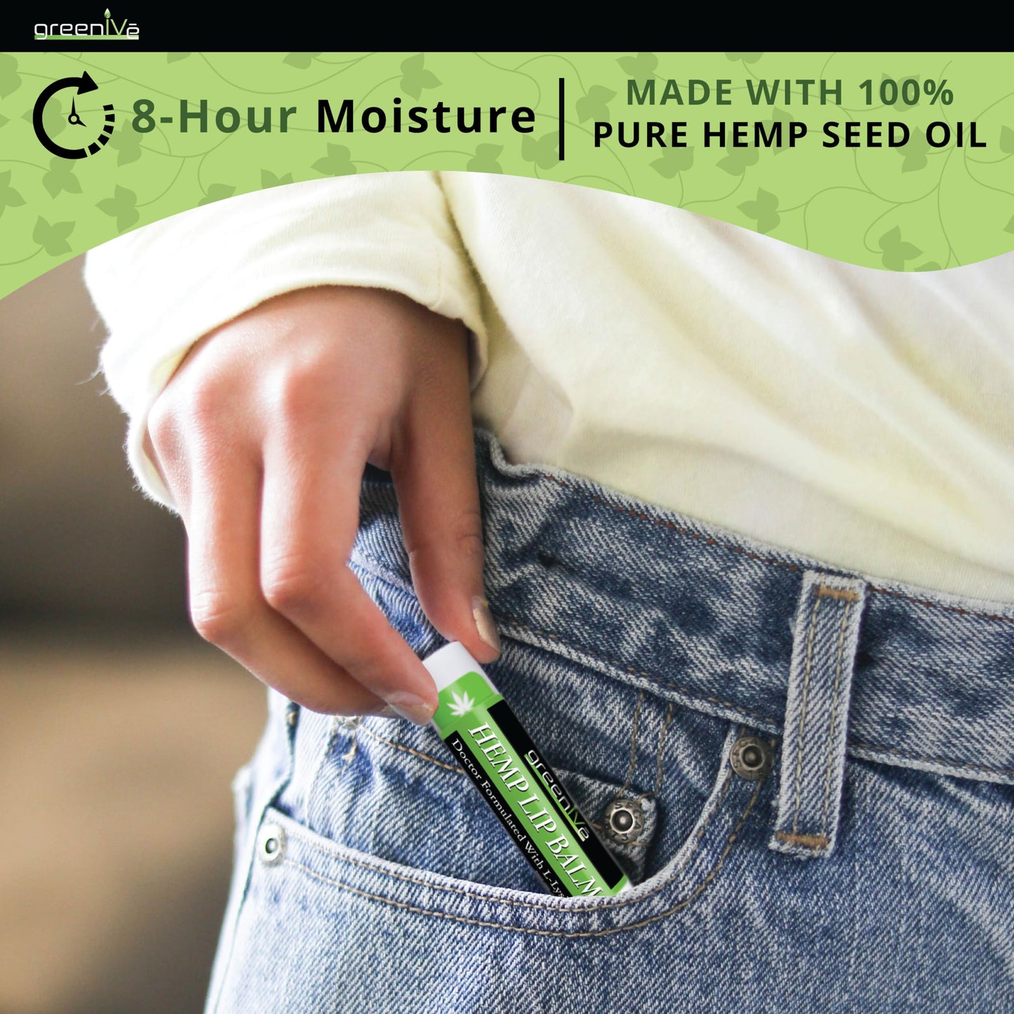 GreenIVe Hemp Lip Balm, Vegan, Omegas 3 & 6, Vitamin E, L-Lysine, Hydrating Handcrafted (3) Beauty & Personal Care GreenIVe