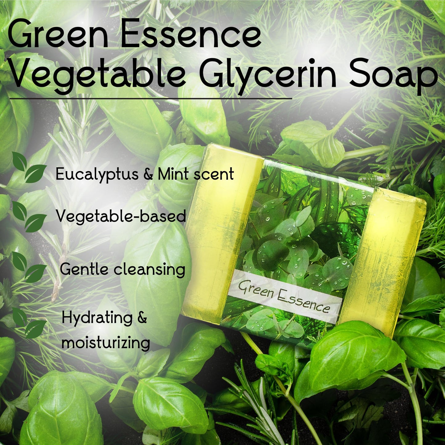 Nabila K Green Essence Glycerin Bar Soap | Eucalyptus & Mint Scent | Natural, Vegan, Hypoallergenic | 100% Vegetable Glycerin, Sulfate-Free Beauty & Personal Care Nabila K