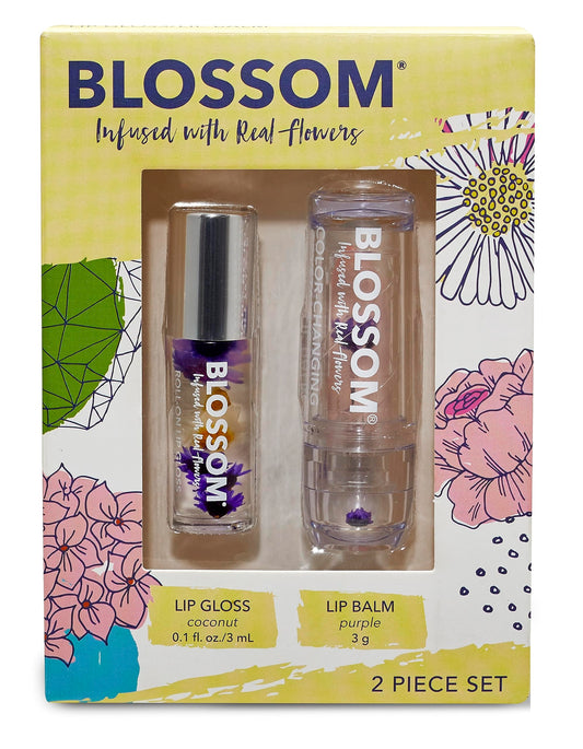 Blossom Moisturizing Scented pH Color Changing Crystal Lip Balm Strawberry Scented Lip Stain Tint, Mini Coconut Rollon Scented Lip Gloss, Infused Beauty & Personal Care Blossom