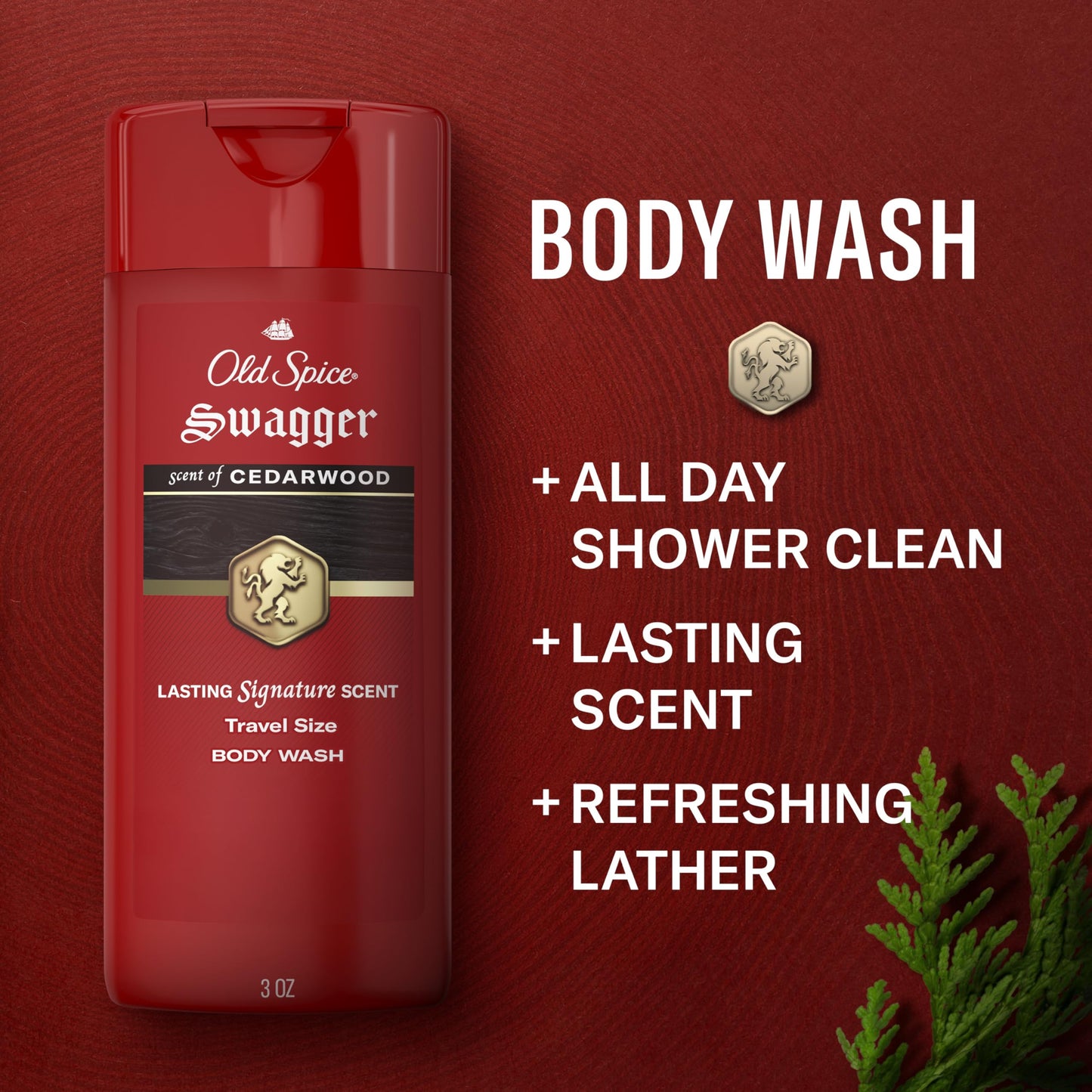 Old Spice Refreshing Body Wash for Men, 3X Defense, 24/7 Shower Fresh with Long Lasting Scent, Travel Size, Red Collection, Swagger with Cedarwood Beauty & Personal Care Old Spice