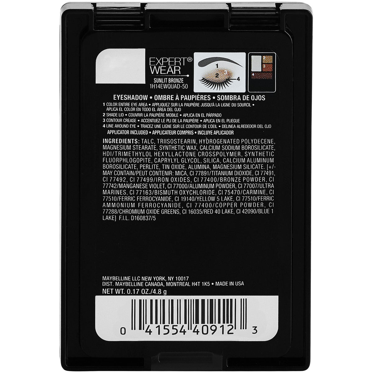 Maybelline New York Expert Wear Eyeshadow Quads, Sunlit Bronze, 0.17 oz. Beauty & Personal Care MAYBELLINE