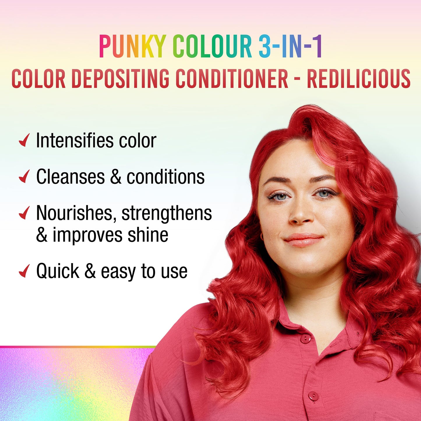 Punky Colour 3-in-1 Color Depositing Conditioner & Hair Cleanser - Redilicious, Semi Permanent Hair Color Conditioner, Cruelty-Free Hair-Dye, 8.5 fl Beauty & Personal Care Punky