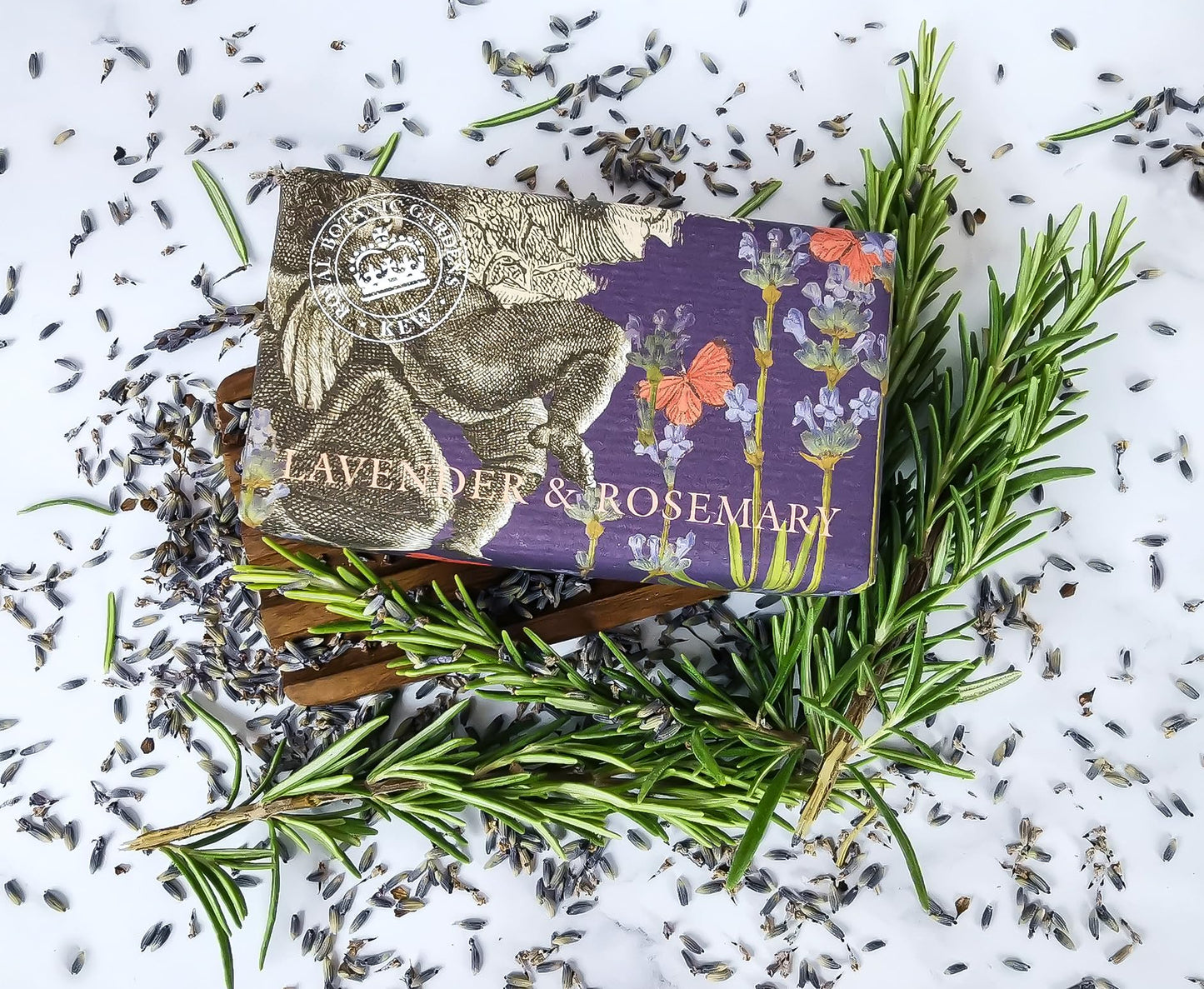 The English Soap Company Royal Botanical Gardens Kew Wrapped Soap Bar, Lavender and Rosemary Scent 240g Beauty & Personal Care The English Soap Company