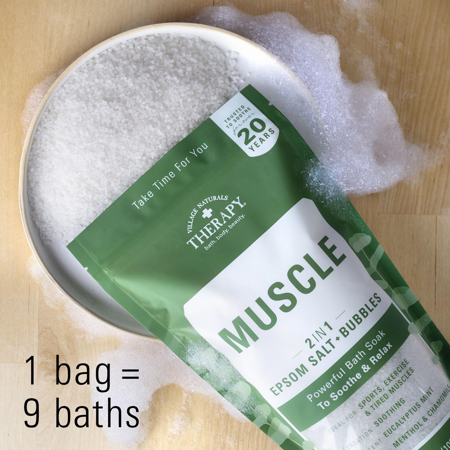 Village Naturals Bath Soak Muscle 2-in-1 Epsom Salt 36 Ounce Bag (1064ml) (Pack of 6) Beauty and Personal Care Village Naturals Therapy