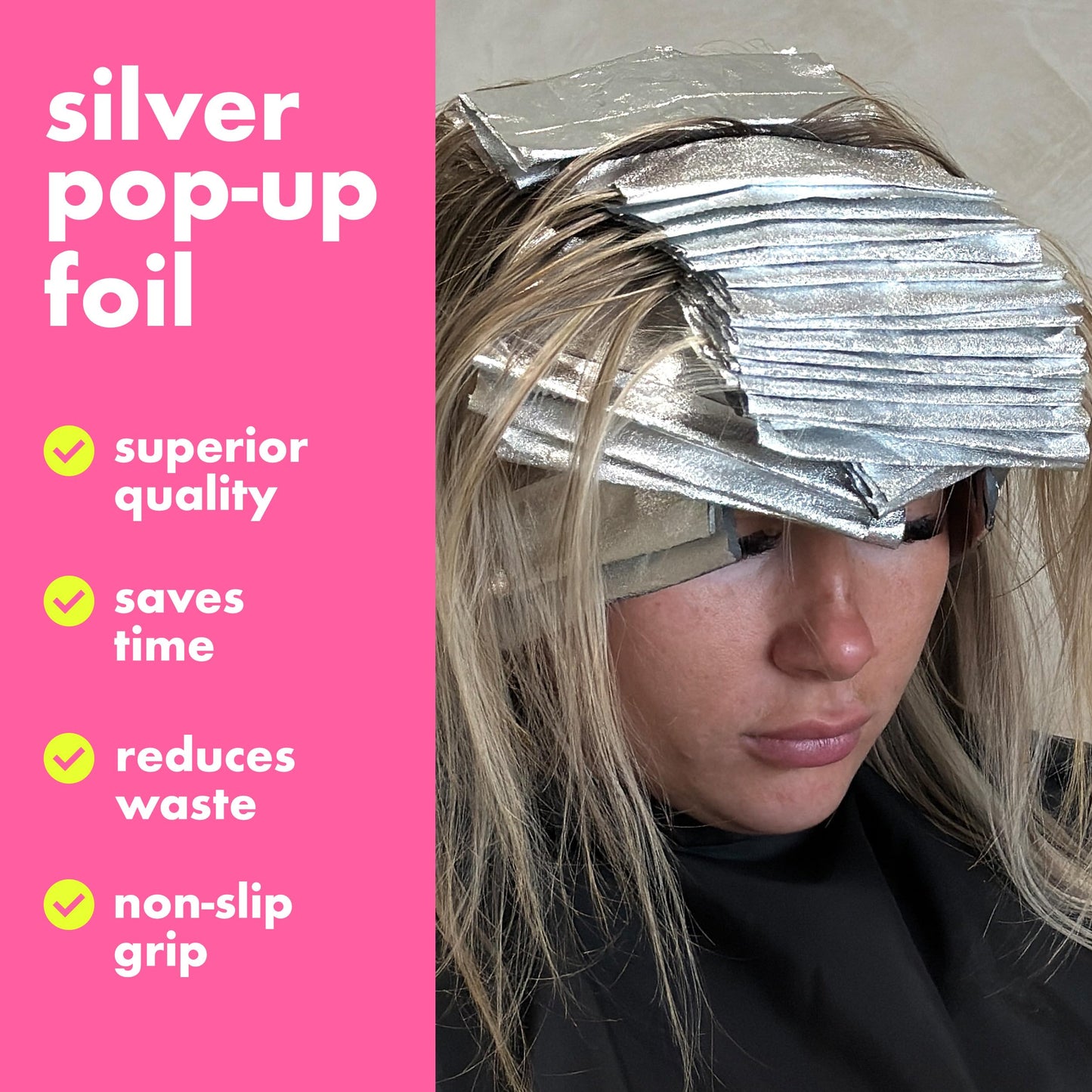 Colortrak Embossed Sheets Silver Aluminum Foil Pop-up Dispenser, 500 Pre-cut Sheets Non-slip Textured, for Hair Foil Coloring and Highlighting Beauty & Personal Care Colortrak
