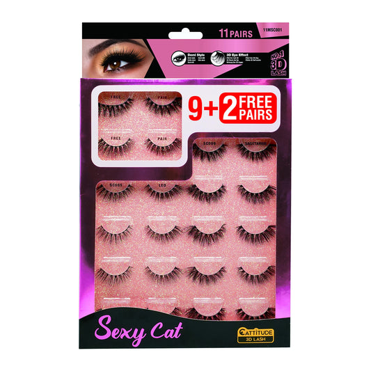 CATTITUDE 3D LASHES MEGA PACK (Sexy Cat - 11 pairs) Beauty & Personal Care EBIN NEW YORK