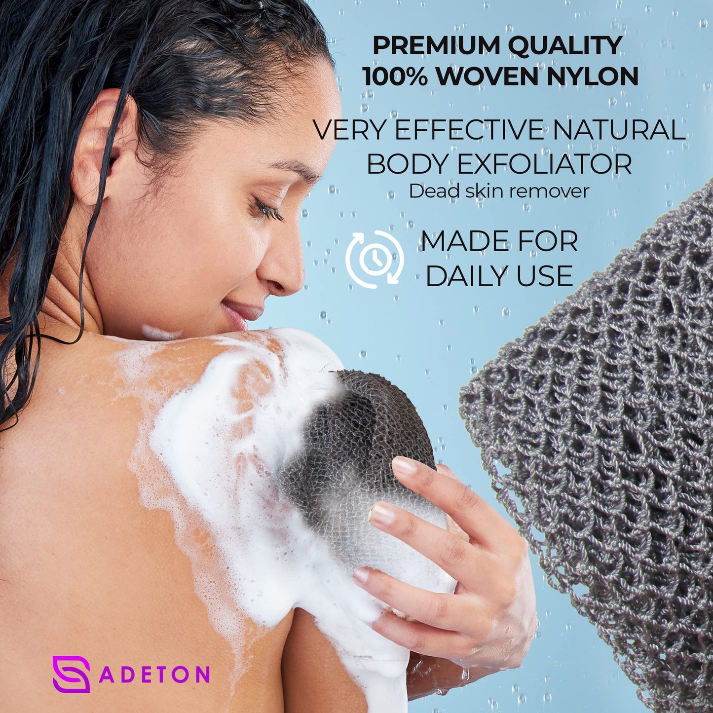 Adeton African Net Sponge, Authentic, Real, Black Owned, Exfoliating Bath Wash Cloth, Long Sponge, Body Exfoliator, Sapo, Shower Bath Accessories Beauty & Personal Care ADETON