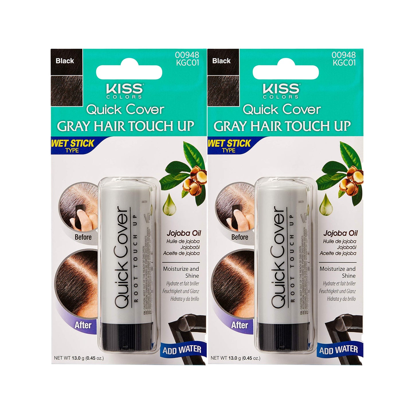 Kiss Quick Cover Gray Hair Touch up Wet Stick Type (2 Pack - Black) Beauty & Personal Care KISS
