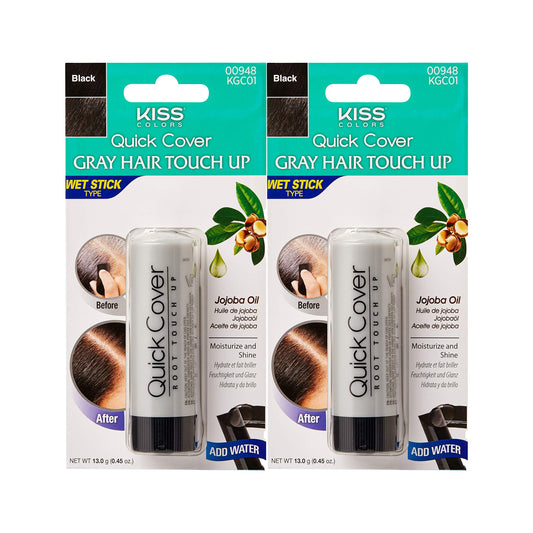Kiss Quick Cover Gray Hair Touch up Wet Stick Type (2 Pack - Black) Beauty & Personal Care KISS