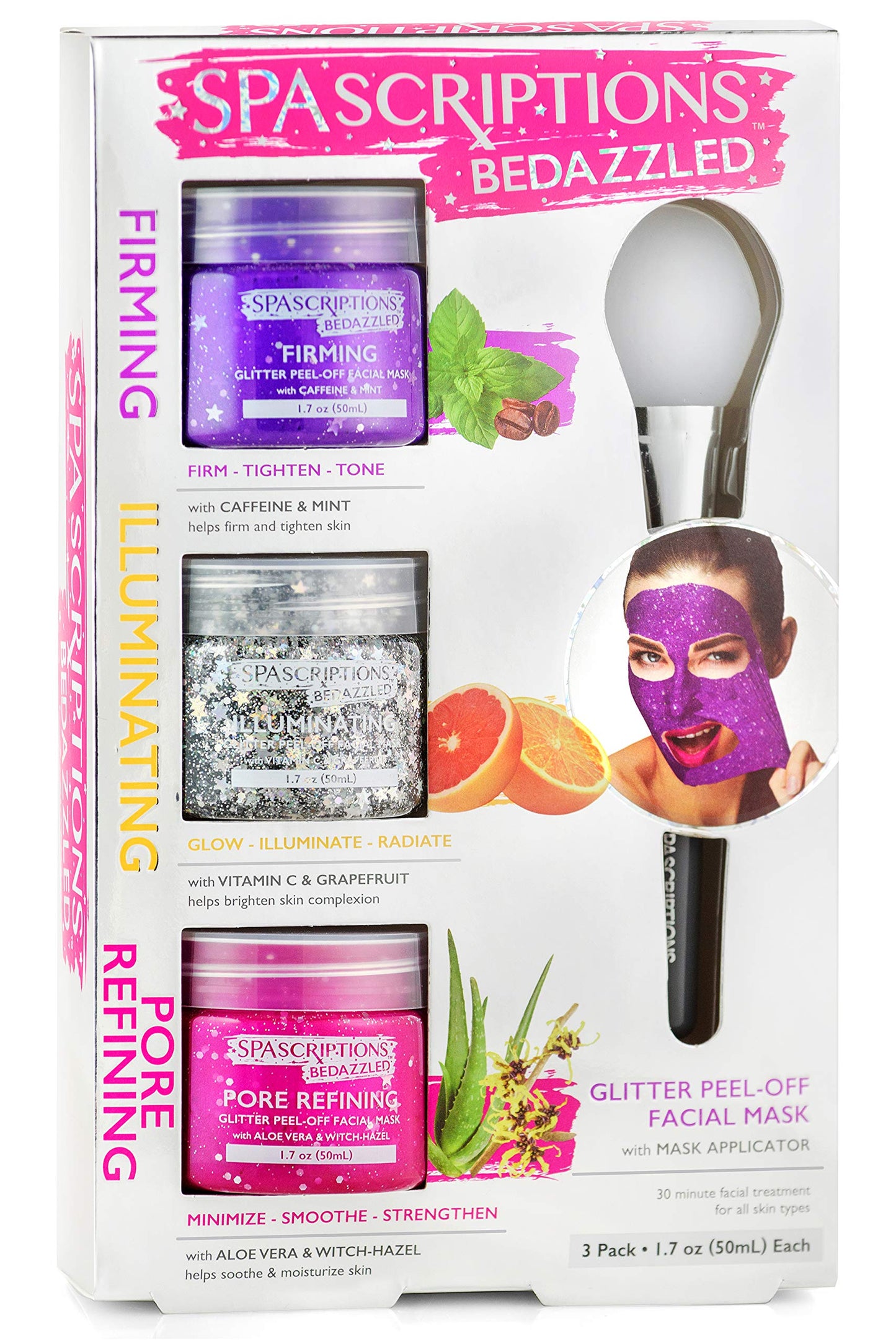 SpaScriptions BeDazzled- Firming & Pore Refining Glitter Peel-Off Masks Beauty & Personal Care SpaScriptions