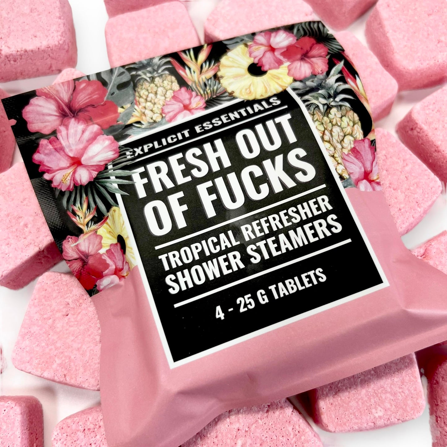 Explicit Essentials Fresh Outta F’s Shower Steamers - Tropical Hibiscus Aromatherapy Shower Steamer for Relaxation & Stress Relief - Spa Shower Tablet Beauty and Personal Care Explicit Essentials