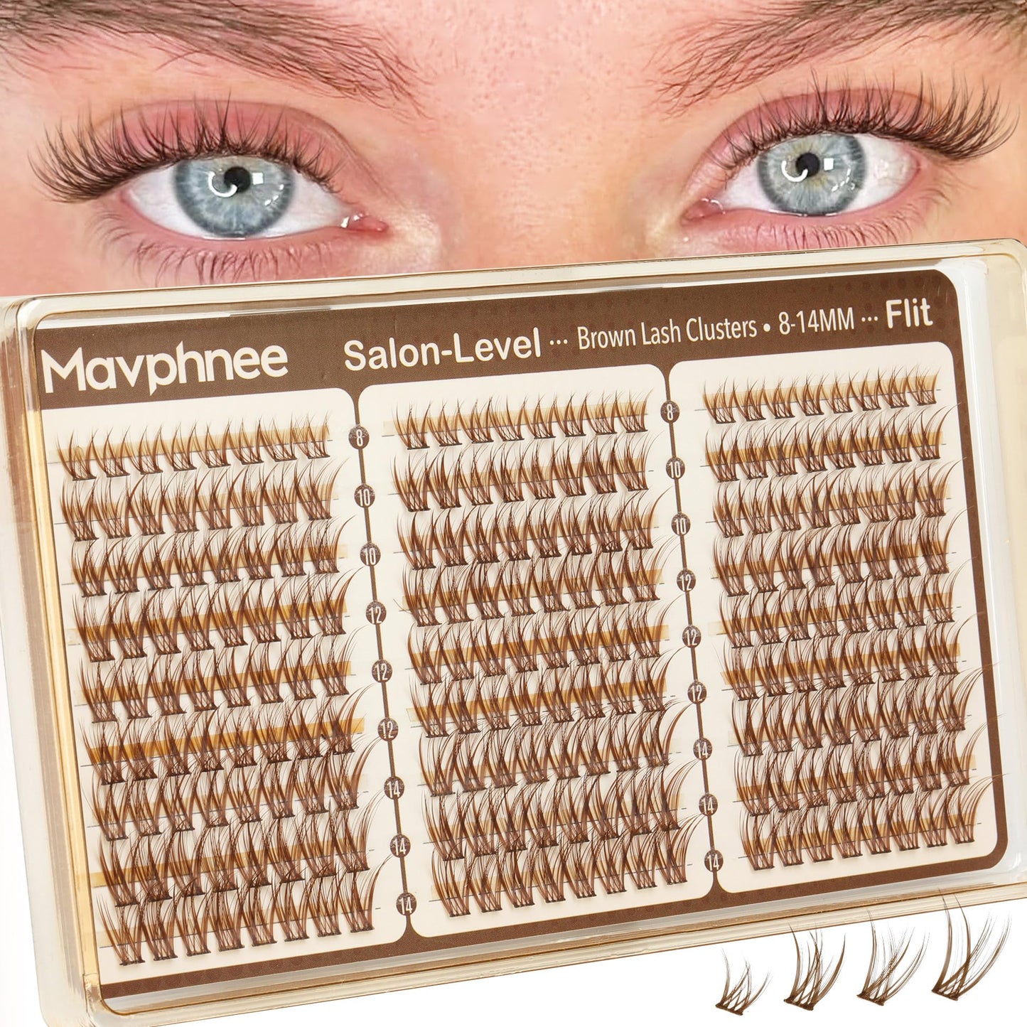 Brown Lash Clusters 8-14MM Wispy Natural Eyelash Extensions 216Pcs Short Dark Brown Cluster Lash Extensions C Curve Brown Band For Daily Wear, Natural Beauty and Personal Care Mavphnee