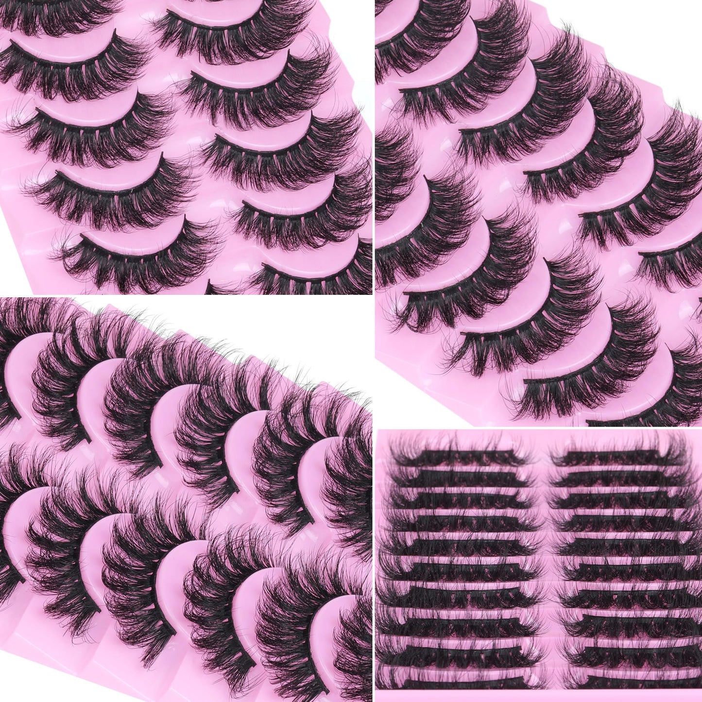 Wispy False Eyelashes Mink Lashes Natural Look Cat Eye Lashes Pack 10 Pairs Fake Eyelashes Like Extensions 5D Volume Strip Lashes 18mm Mink Eyelashes Beauty and Personal Care TNFVLONEINS