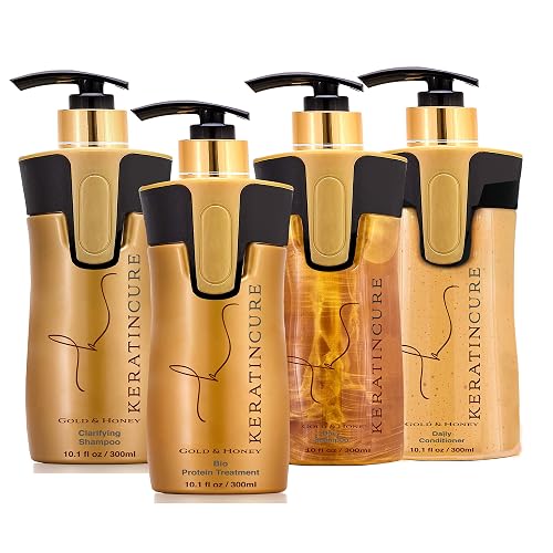 Keratin Cure Best Hair Treatment Gold and Honey Bio Protein Silky Soft 4 Piece Safe Repair & Straight Complex with Argan Oil Nourishing Straightening Beauty & Personal Care Keratin Cure