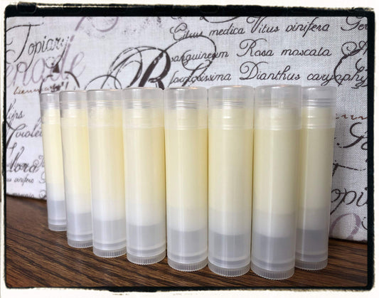 100 Buttercream Cupcake Handmade All Natural Lip Balms Without Labels in Clear Tubes with Caps Beauty and Personal Care Majestic Lips Handmade Lip Balm