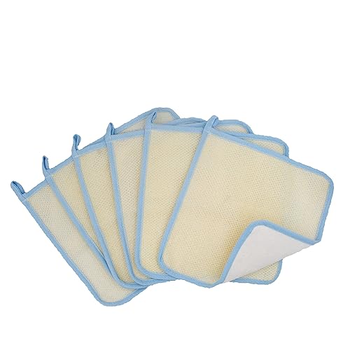 Bleu Bath (6 Pack) Dual-Sided Exfoliating Skin Towel Natural Terry Body Cloth Scrubber Premium Sturdy Loofah Towel Soft and Buffing Wash Cloth White Beauty & Personal Care Bleu Bath