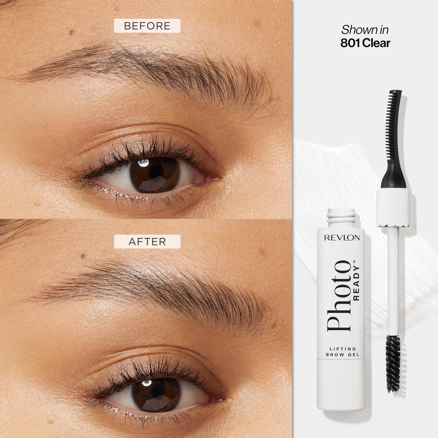 Revlon PhotoReady Lifting Brow Gel, Tinted Eyebrow Lamination with Spoolie Brush, Conditions, Shapes & Defines, 801 Clear, 0.23 fl oz Beauty & Personal Care REVLON