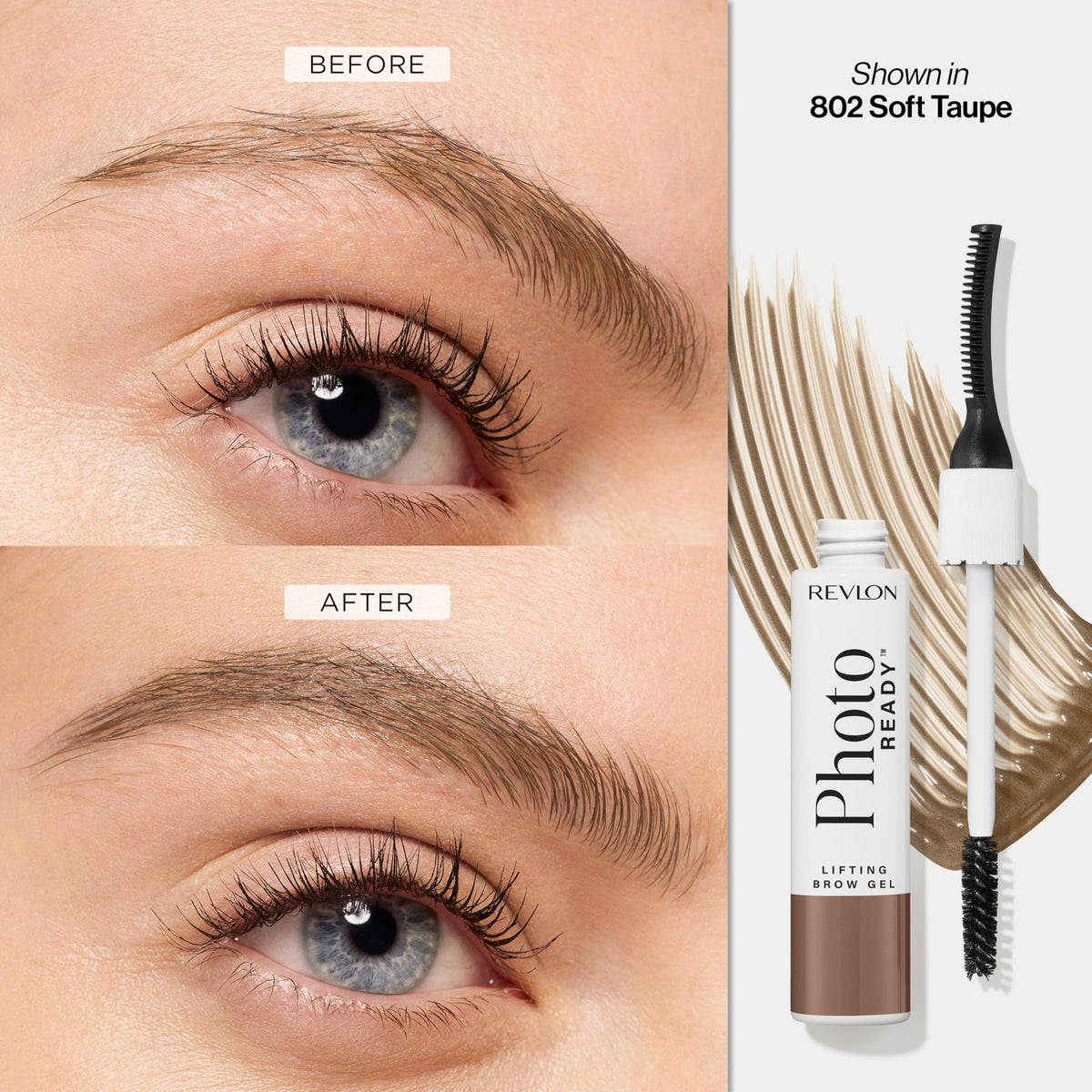 Revlon PhotoReady Lifting Brow Gel, Tinted Eyebrow Lamination with Spoolie Brush, Conditions, Shapes & Defines, 802 Soft Taupe, 0.23 fl oz Beauty & Personal Care REVLON