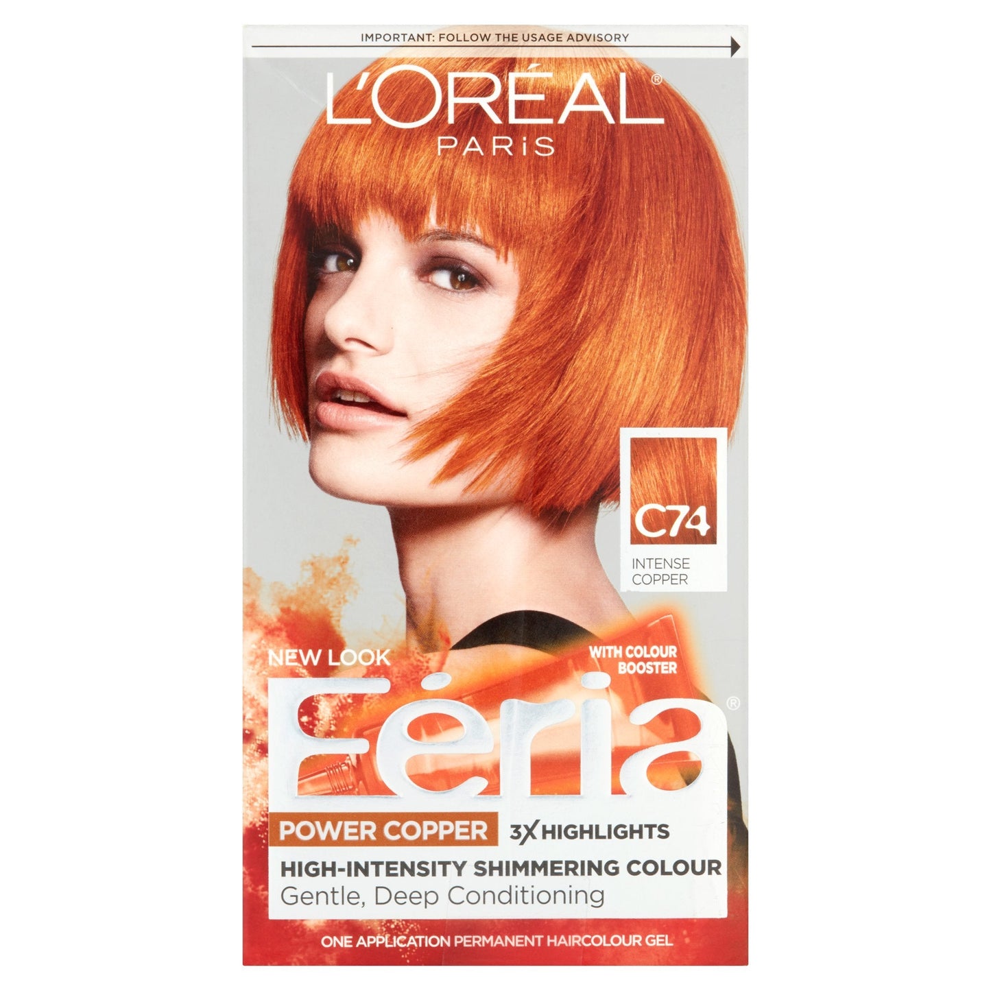 L'Oreal Paris Feria Power Copper High-Intensity Shimmering Colour, Intense Copper [C74] 1 ea (Pack of 5) Beauty & Personal Care L'Oreal Paris