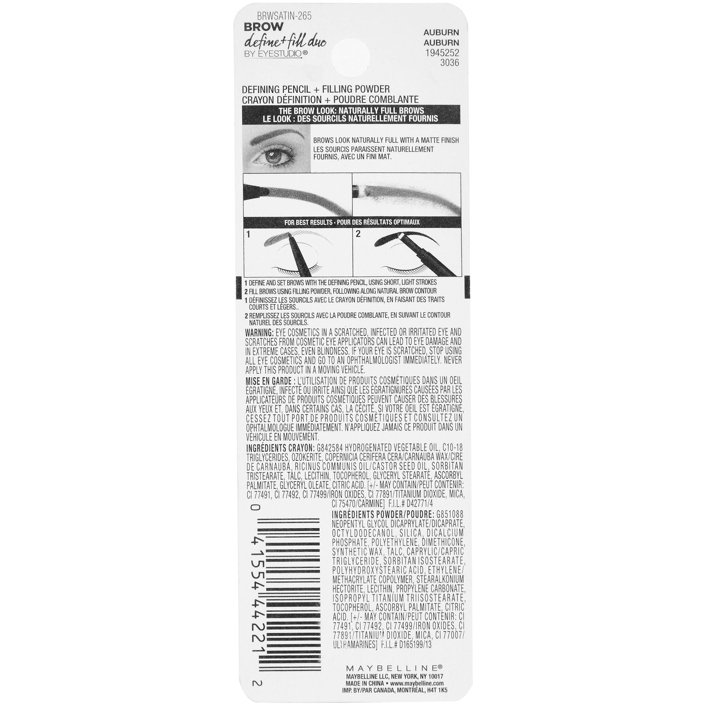 Maybelline New York Maybelline New York Brow Define + Fill Duo, Auburn, 0.021 oz. Beauty & Personal Care MAYBELLINE