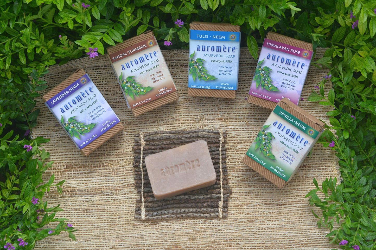 Auromere Ayurvedic Bar Soap, Tulsi Neem - Eco Friendly, Handmade, Vegan, Cruelty Free, Natural, Non GMO (2.75 oz), 5 pack Beauty & Personal Care Auromere