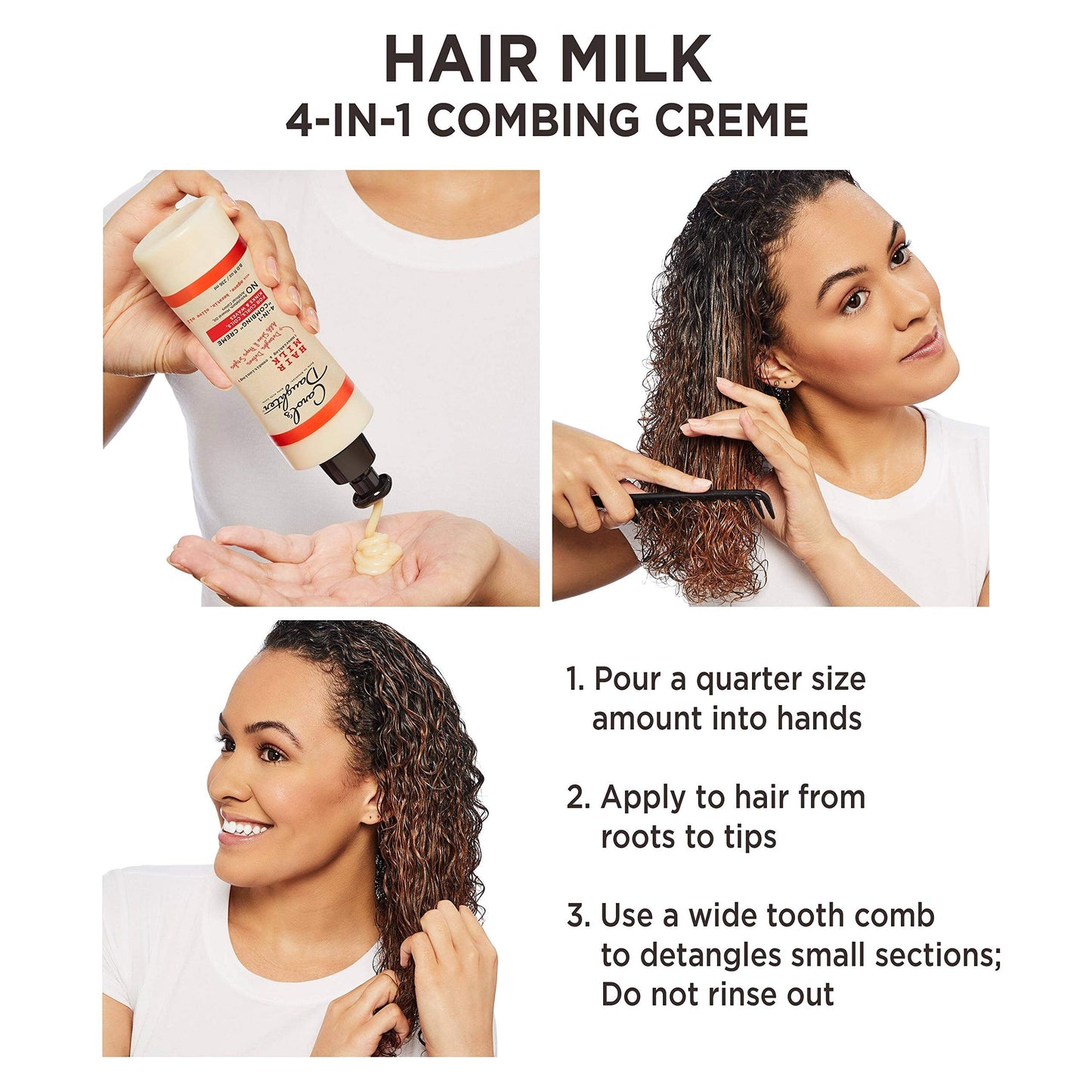 Carol’s Daughter Hair Milk 4 in 1 Combing Creme for Curls, Coils and Waves, with Agave and Olive Oil, Hair Detangler, Curl Cream, 8 fl oz Beauty & Personal Care Carol's Daughter