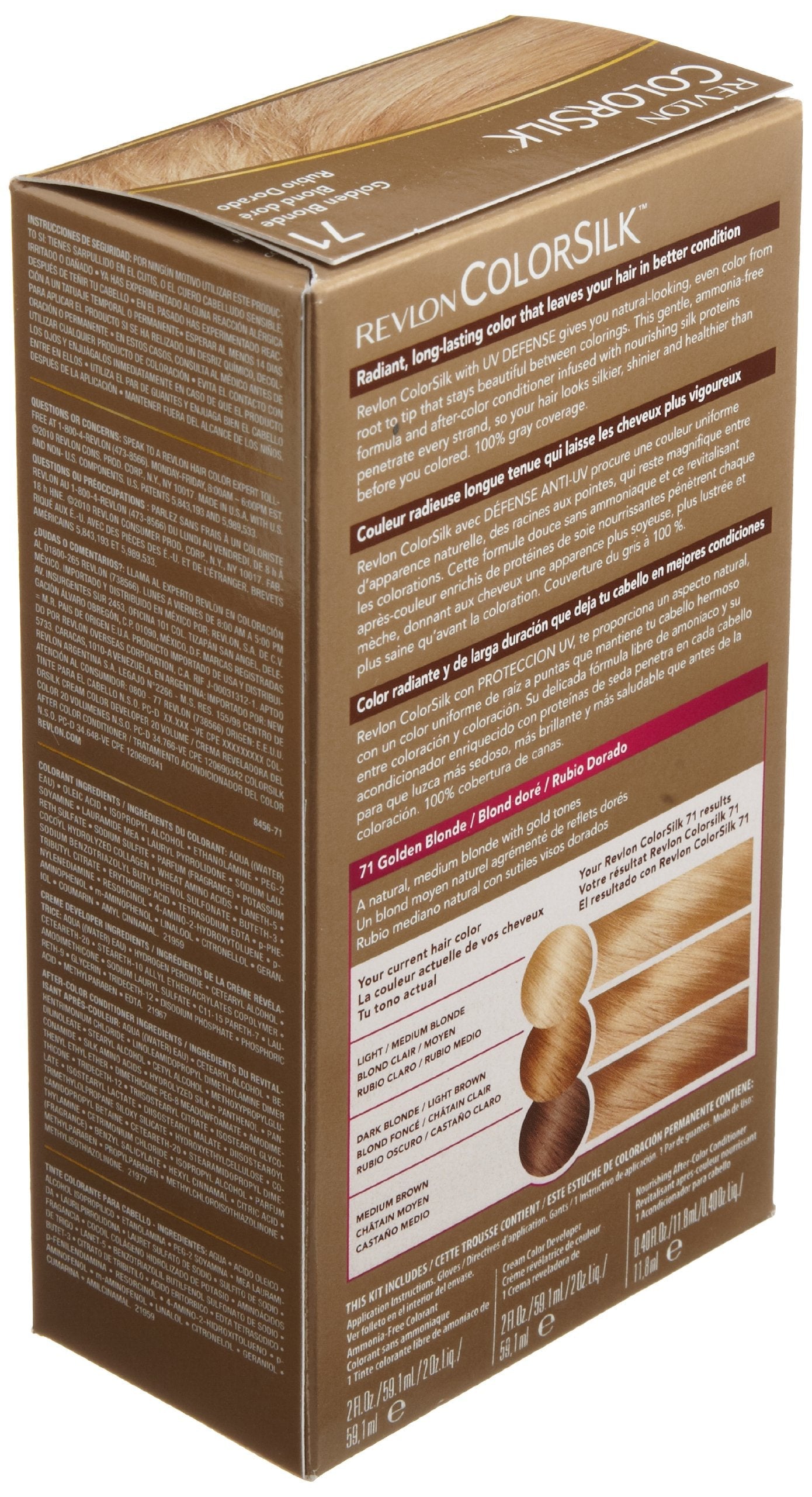 Revlon ColorSilk Hair Color, 71 Golden Blonde 1 ea (Pack of 3) Beauty & Personal Care REVLON