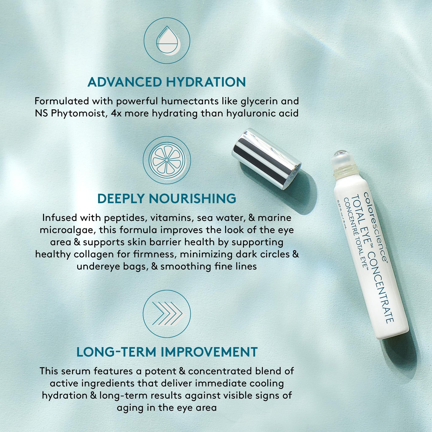 Colorescience Total Eye Concentrate Serum .27fl oz. for dark circles, puffiness, fine lines and wrinkles, & dehydration Beauty & Personal Care Colorescience