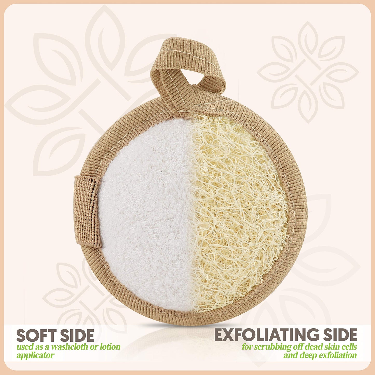 Almooni Natural Loofah Exfoliating Facial Scrubber, Made with Natural Egyptian Shower Loofah Sponge, Bath Shower Loofah Sponge for Women and Men, Beauty & Personal Care ALMOONI