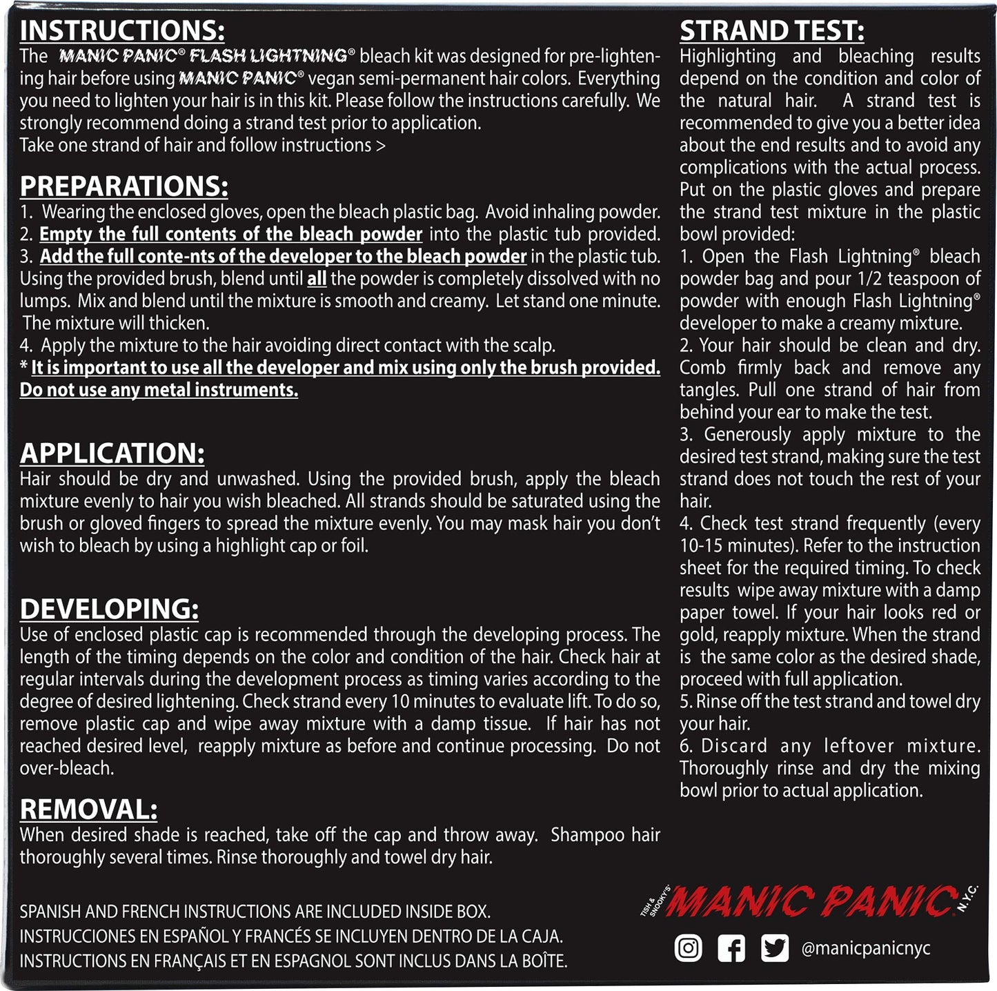 MANIC PANIC Flash Lightning Hair Bleach Kit - Bleach Powder + 30 Volume Developer - Hair Lightener for Dark Shades - Lifts Up to 5 Levels - Achieve Beauty & Personal Care MANIC PANIC