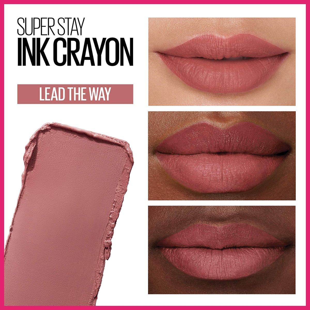 Maybelline Super Stay Ink Crayon Lipstick Makeup, Precision Tip Matte Lip Crayon with Built-in Sharpener, Longwear Up To 8Hrs, Lead The Way, Pink Beauty & Personal Care MAYBELLINE