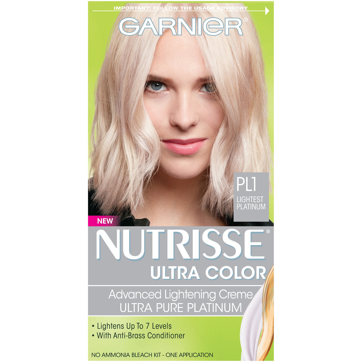 Garnier Nutrisse Ultra Color Nourishing Hair Color Creme, PL1 Ultra Pure Platinum (Packaging May Vary)
