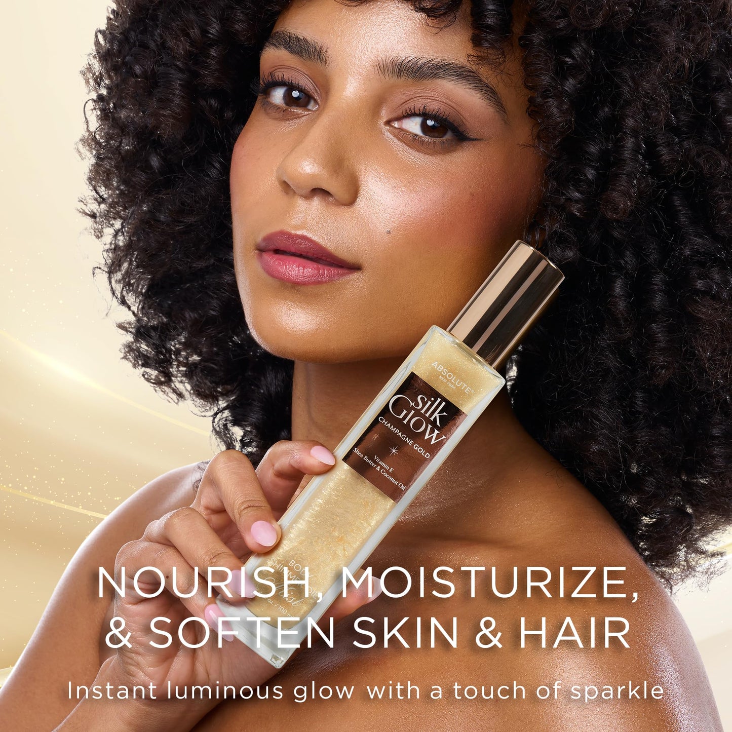 Absolute New York - Silk Glow Shimmer Mist Glow, Radiant, Shimmer Body & Face & Hair, Shea Butter, Coconut Oil, Vitamin E (SBGS02 Rose Gold Mist, 3.4 Beauty & Personal Care Absolute New York