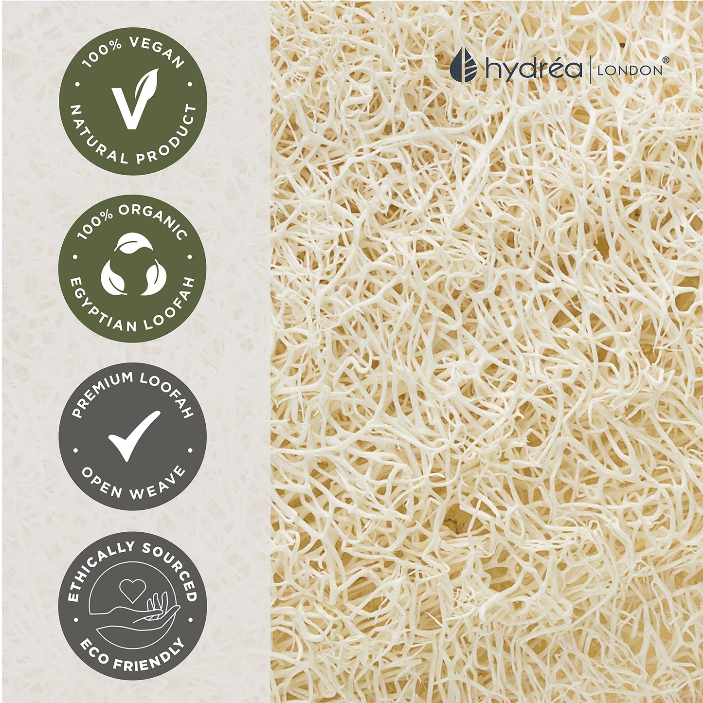 Hydréa London Organic Egyptian Loofah Luxury Exfoliating Body Pad Natural Quality Spa Bodycare for Bath Shower Beauty & Personal Care Hydrea London