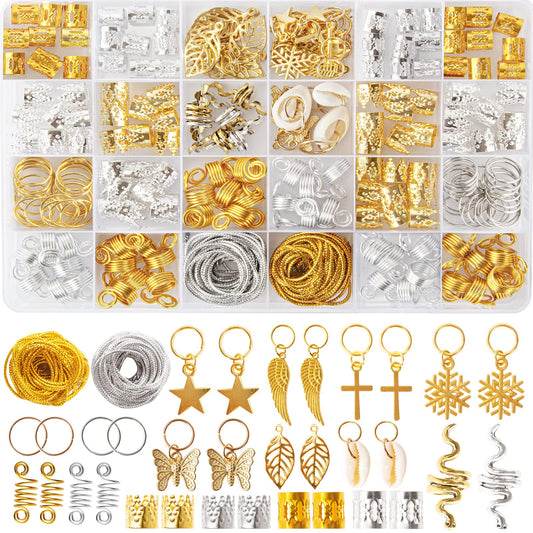 230PCS Hair Jewelry Beads?Dreadlocks Jewels for Women Braids, Gold And Silver Winding Line, Metal Hair Rings Cuffs Clips?Hair Charms Pendants Braid Beauty & Personal Care Vaikby