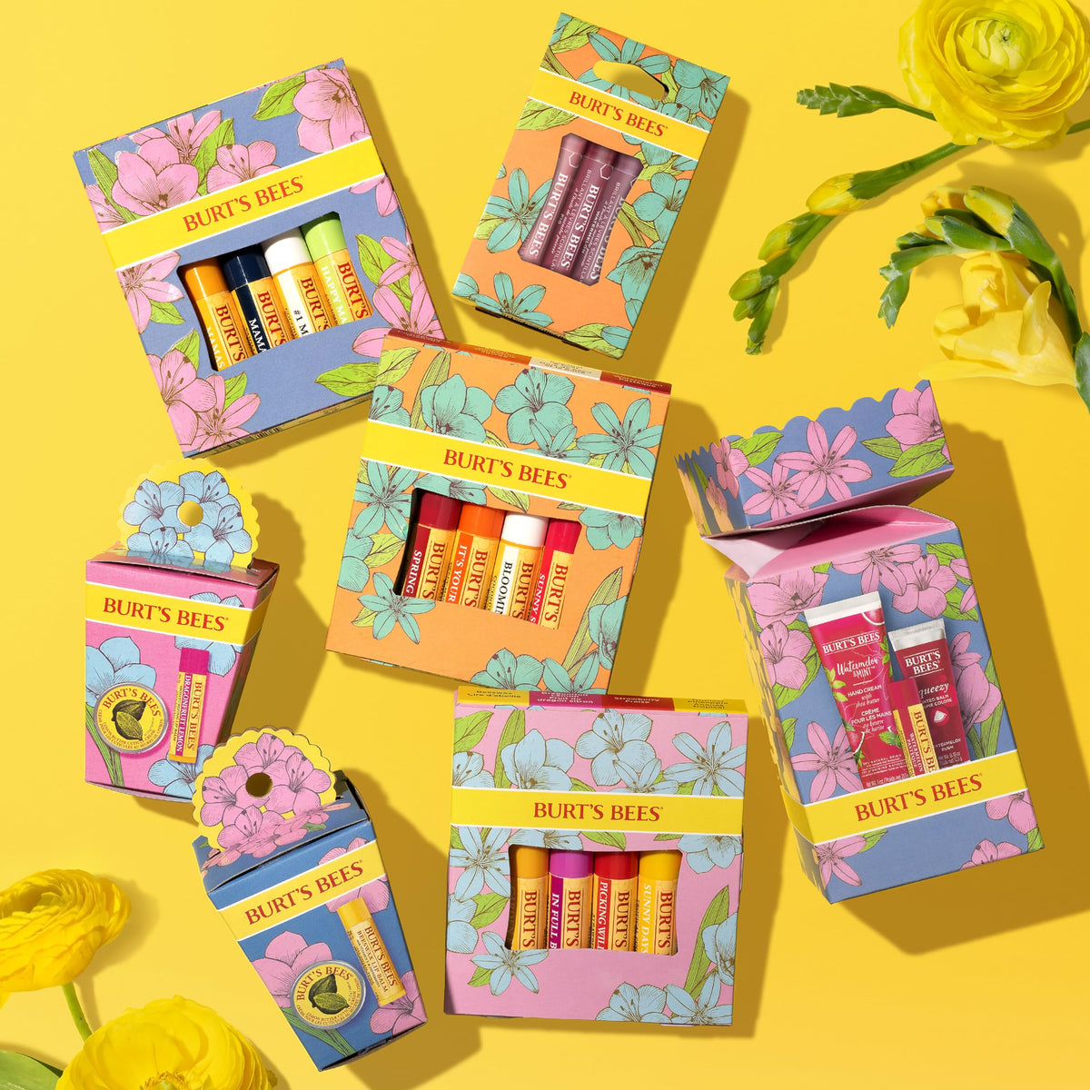 Burt's Bees Gifts Ideas - In Full Bloom Lip Balm Set, Original Beeswax, Dragonfruit Lemon, Tropical Pineapple & Strawberry, Natural Origin Lip Beauty & Personal Care Burt's Bees