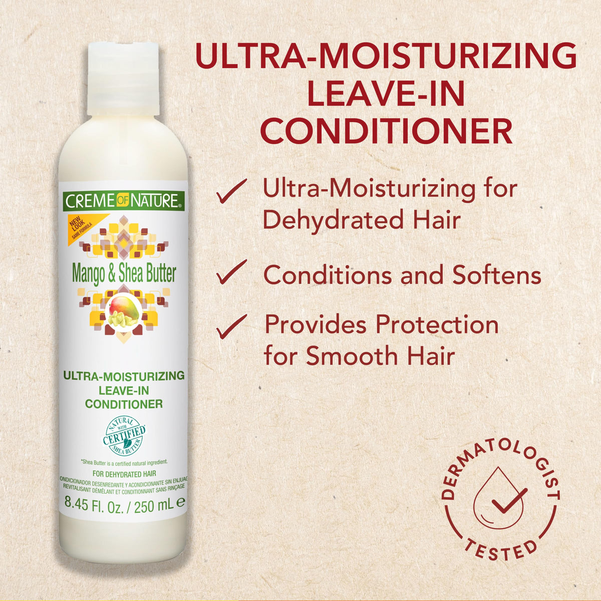 Creme of Nature Mango and Shea Butter Ultra-Moisturizing Leave In Conditioner with Certified Natural Ingredients, Creamy No-Rinse Softening Treatment Beauty & Personal Care Creme of Nature