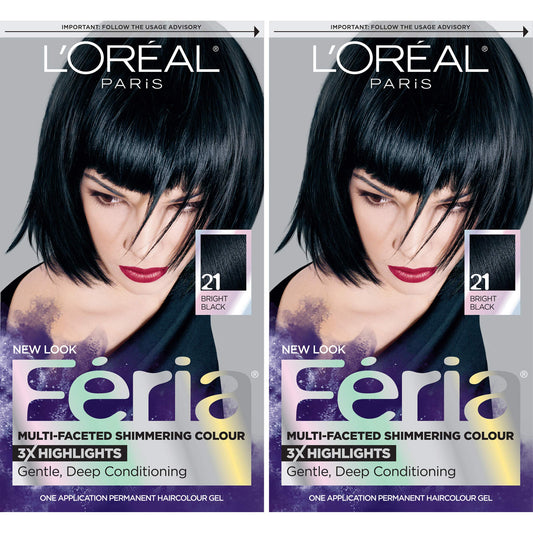 L'Oreal Paris Feria Multi-Faceted Shimmering Permanent Hair Color, 21 Starry Night, Hair Dye Kit, Pack of 2 Beauty & Personal Care L'Oreal Paris