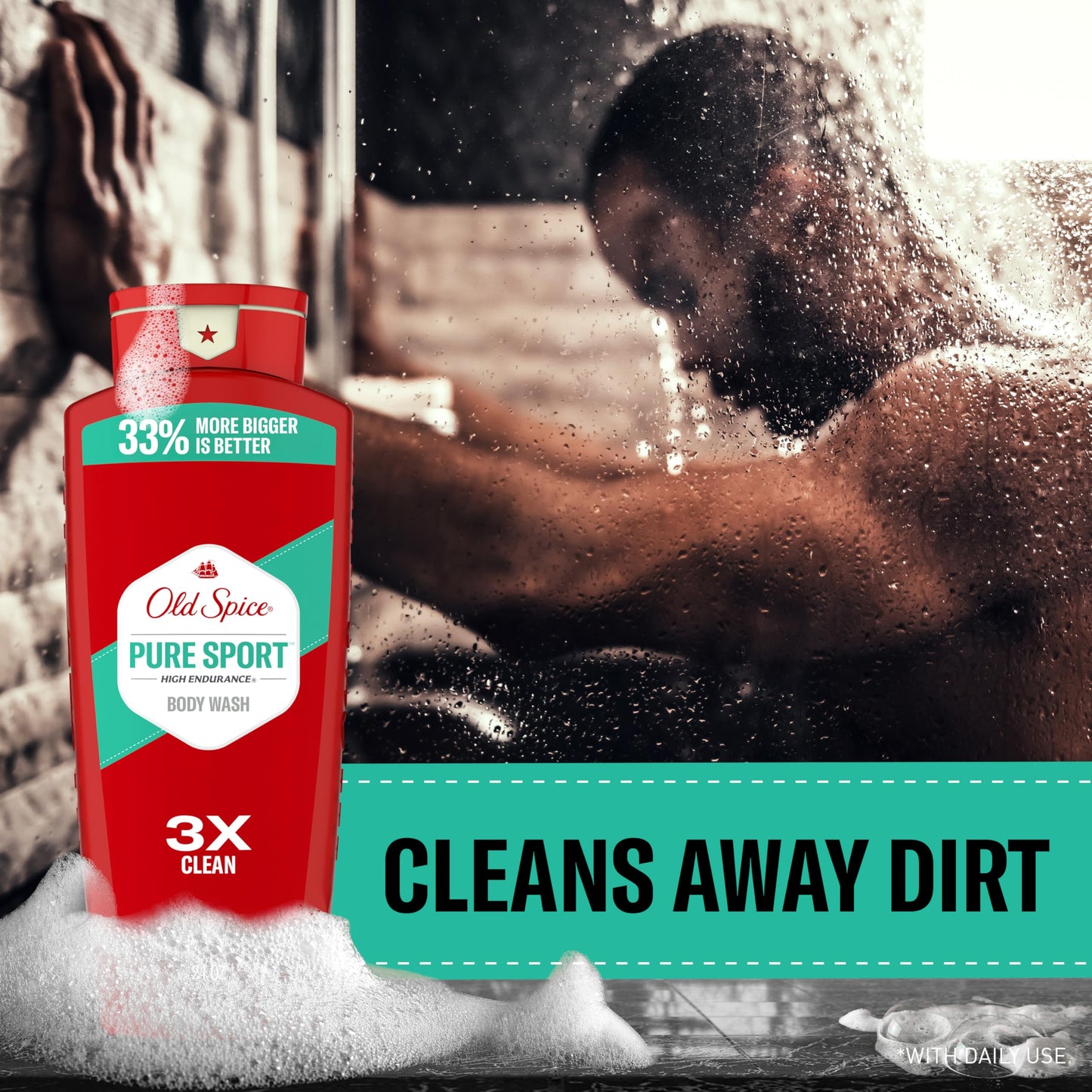 Old Spice Refreshing Body Wash for Men, High Endurance, 3X Defense, 24/7 Shower Fresh with Long Lasting Scent, Pure Sport Scent, 24 oz (Pack of 4) Beauty & Personal Care Old Spice