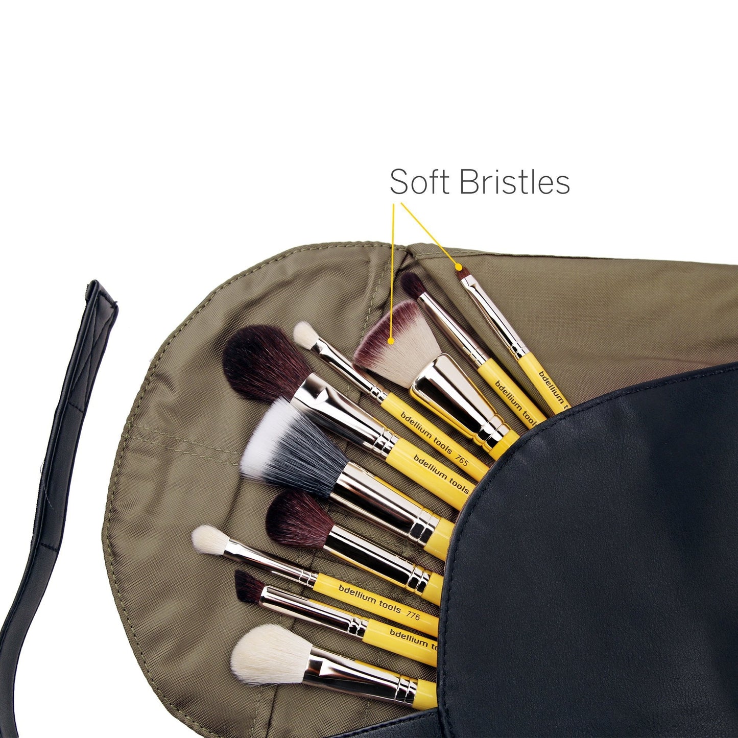 Bdellium Tools Studio Mineral 10pc. Brush Set with Roll-up Pouch - Designed for Use with Mineral Makeup (Yellow, 1pc) Beauty & Personal Care BDELLIUM TOOLS