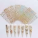 NAIL ANGEL 8Sheets Nail Art Adhesive Sticker Sheets Different Laser Gold and Silver Color Butterfly Shapes Nail Art Decoration 10238 Beauty & Personal Care NAIL ANGEL