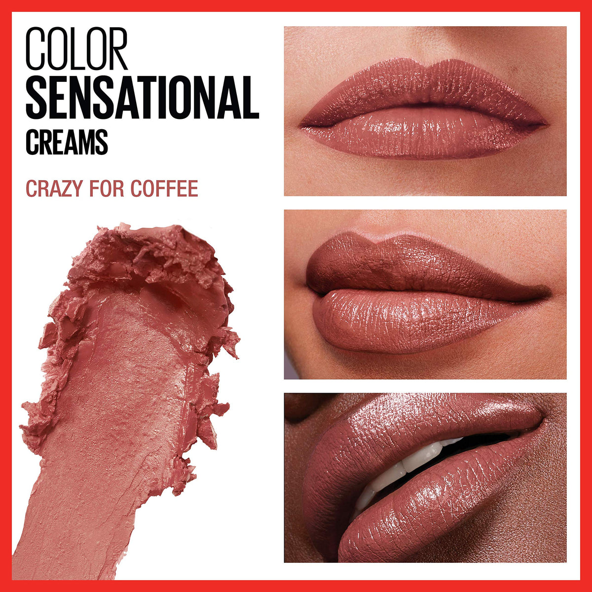 Maybelline Color Sensational The Creams, Cream Finish Lipstick Makeup, Crazy for Coffee, 0.15 oz