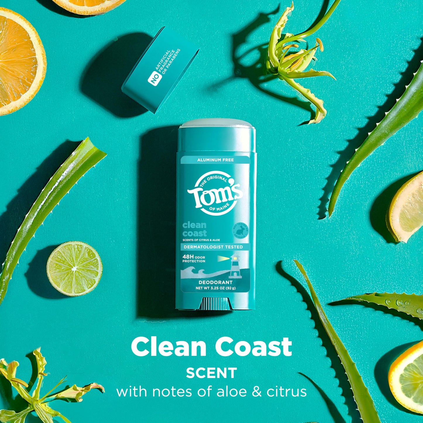 Tom’s of Maine Clean Coast Natural Deodorant for Men and Women, Aluminum Free, No Artificial Fragrances, Dyes, or Preservatives, Baking Soda Free Beauty and Personal Care Tom's of Maine