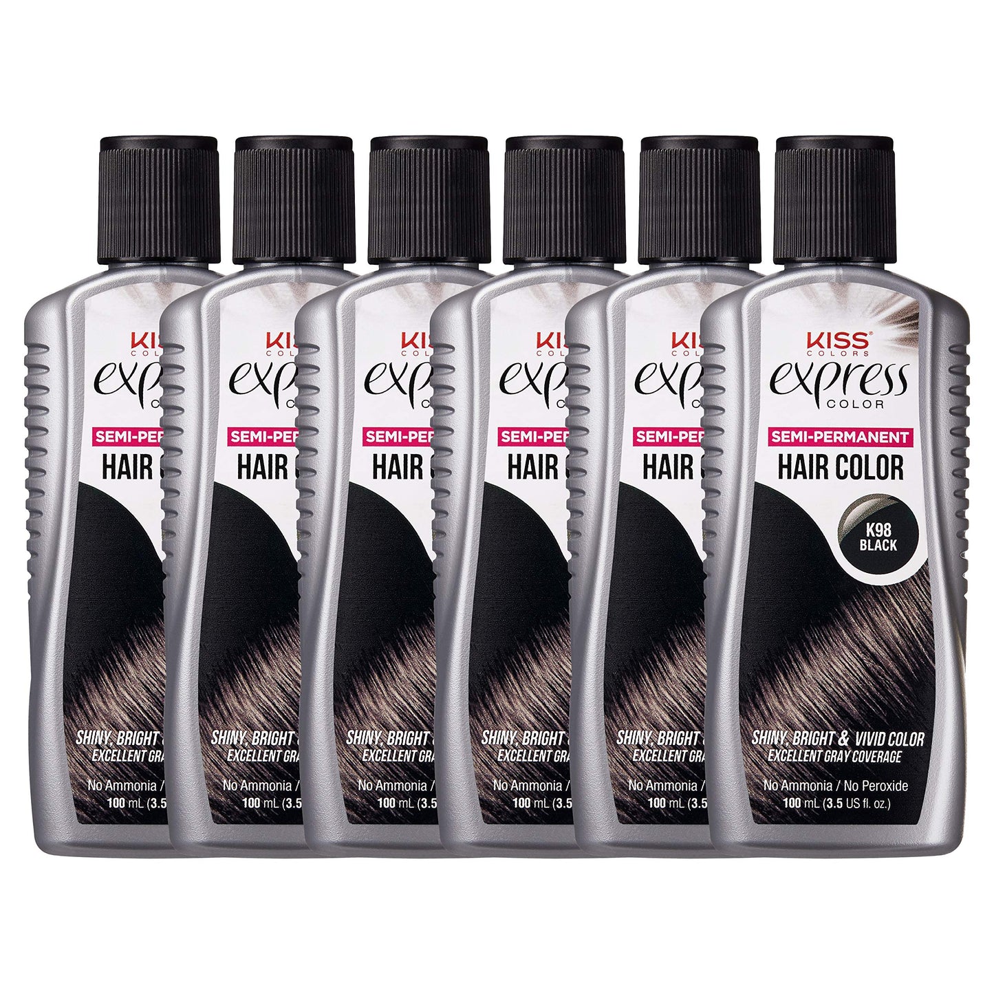 Kiss Express Color #K98 Semi- Permanent Black 3.5 Ounce (Pack of 6) Beauty & Personal Care KISS