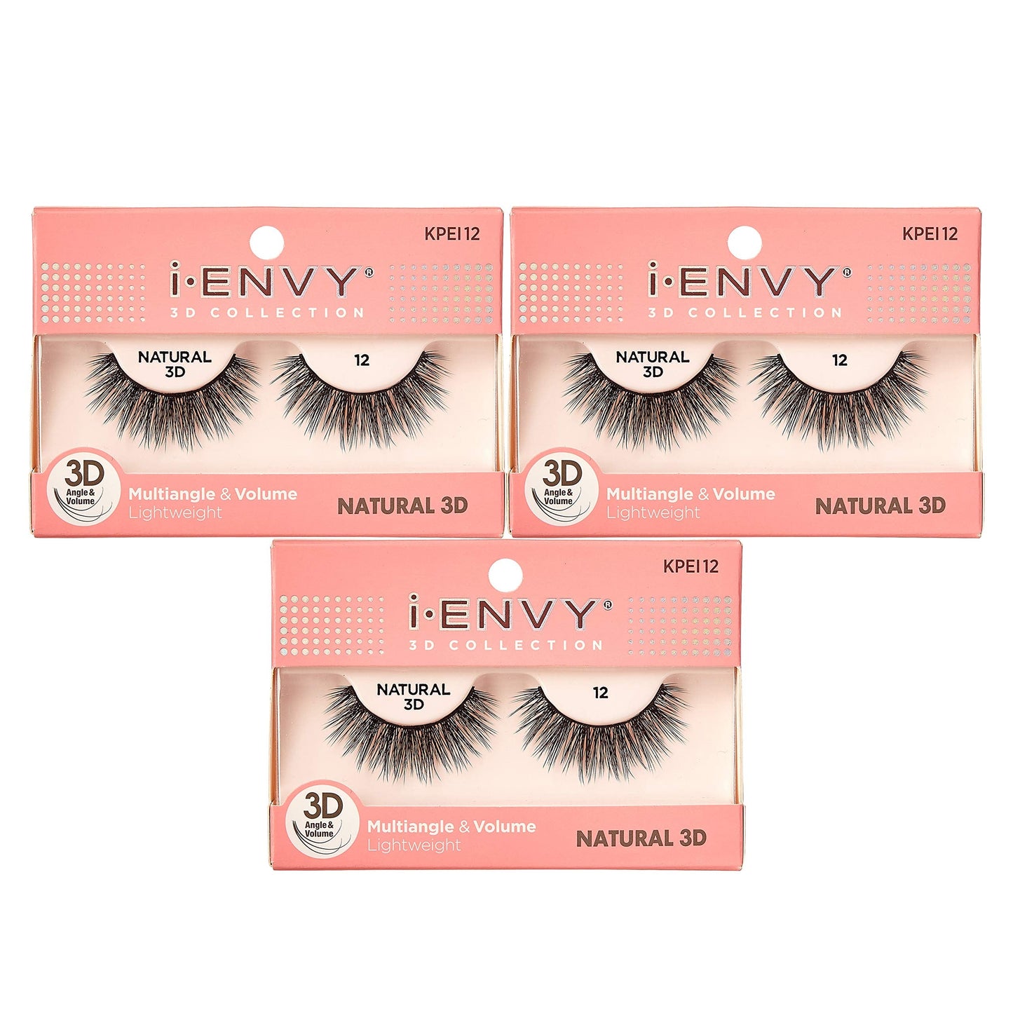 iEnvy Natural Eyelashes Lightweight False Lashes Multiangle and Volume 3D Natural Strip Lashes (3 Pack) Beauty & Personal Care i•ENVY