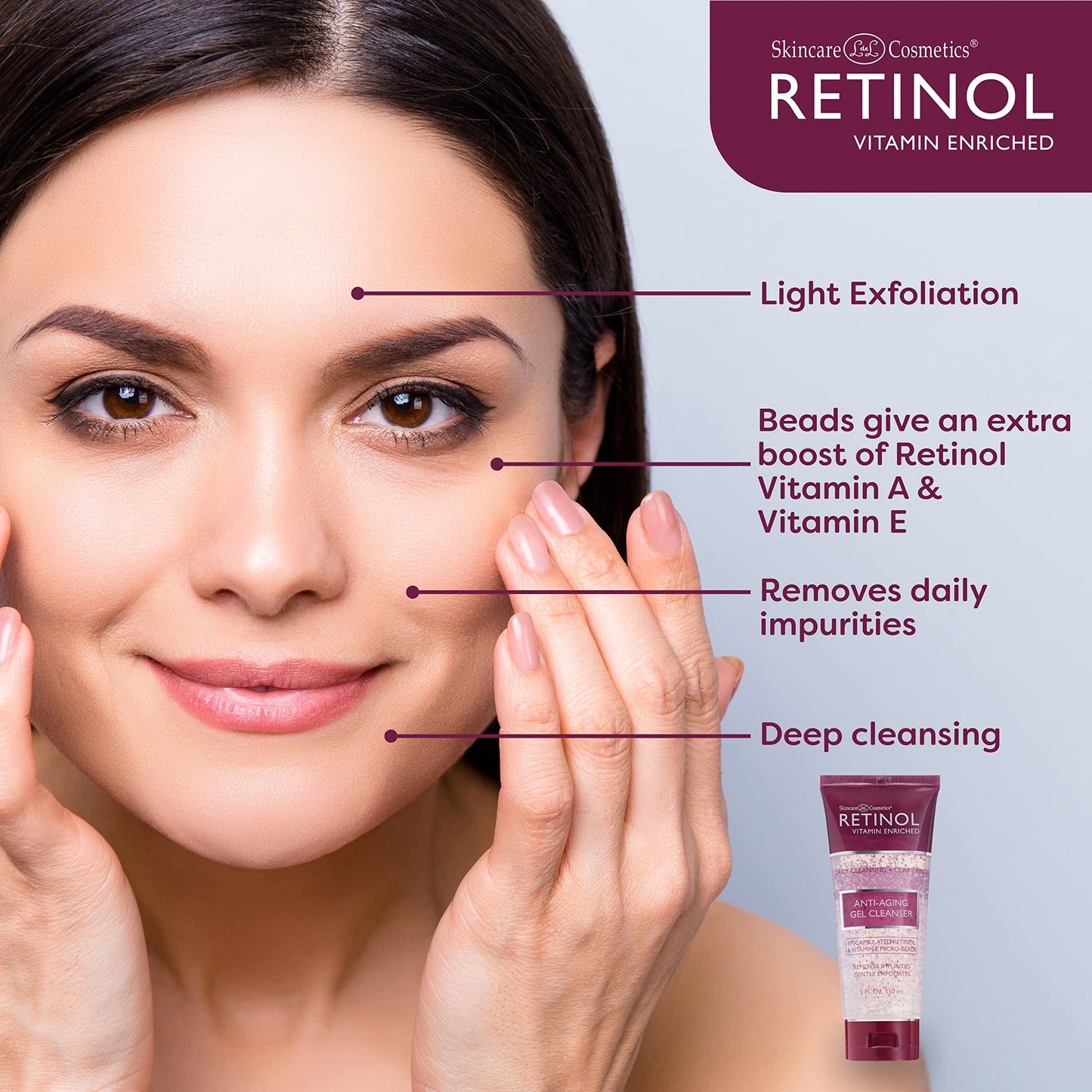 LIVAURA Retinol Anti-Aging Gel Cleanser - Gently Cleans Impurities From Pores & Exfoliates for Soft, Smooth Skin - Antioxidant-Rich Micro-Beads w Beauty & Personal Care Retinol