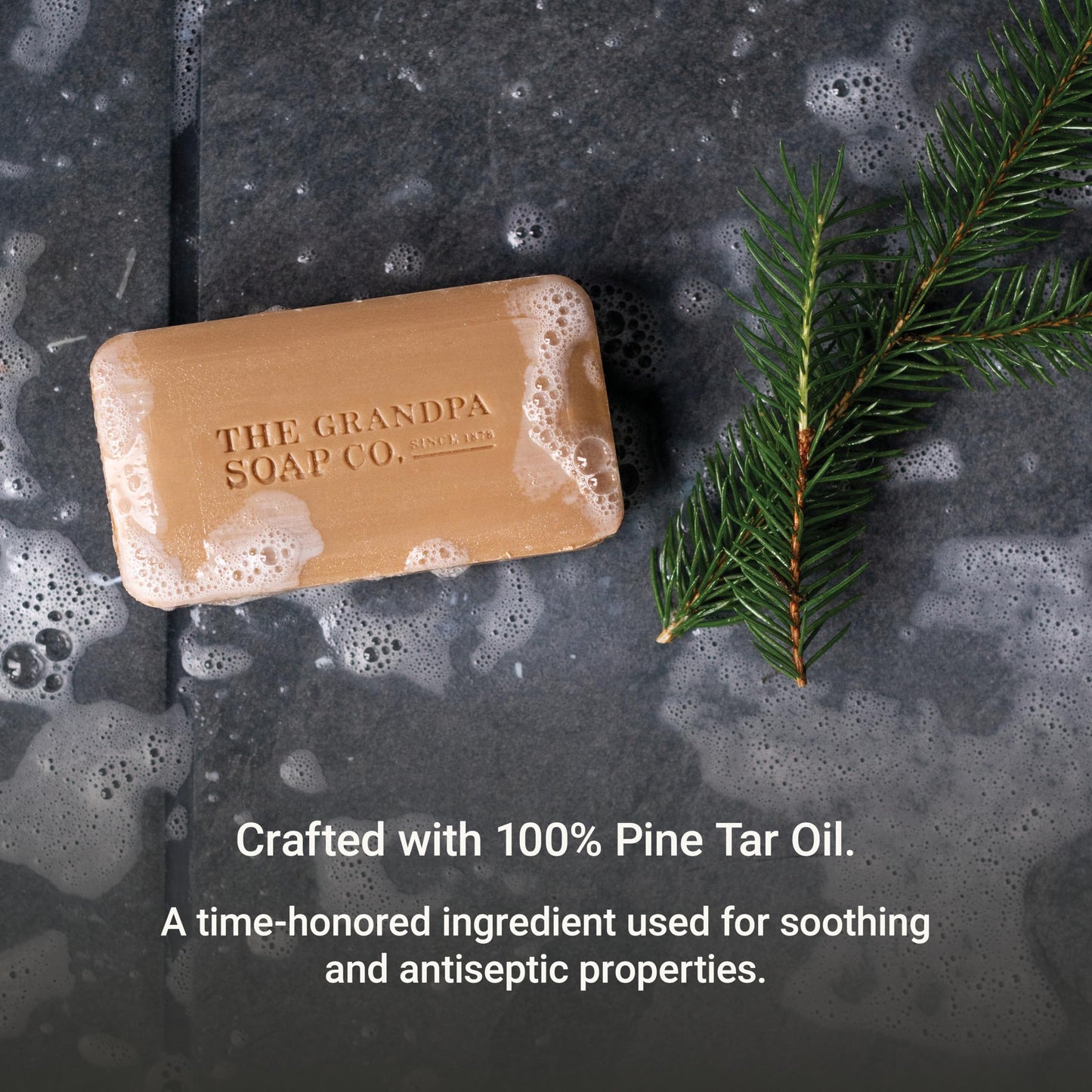 The Grandpa Soap Company Pine Tar Bar Soap for Men- Made With Pine Tar Oil, 3 in 1 Cleanser Deodorizer and Moisturizer, Dermatologist Tested, Safe Beauty & Personal Care The Grandpa Soap Company