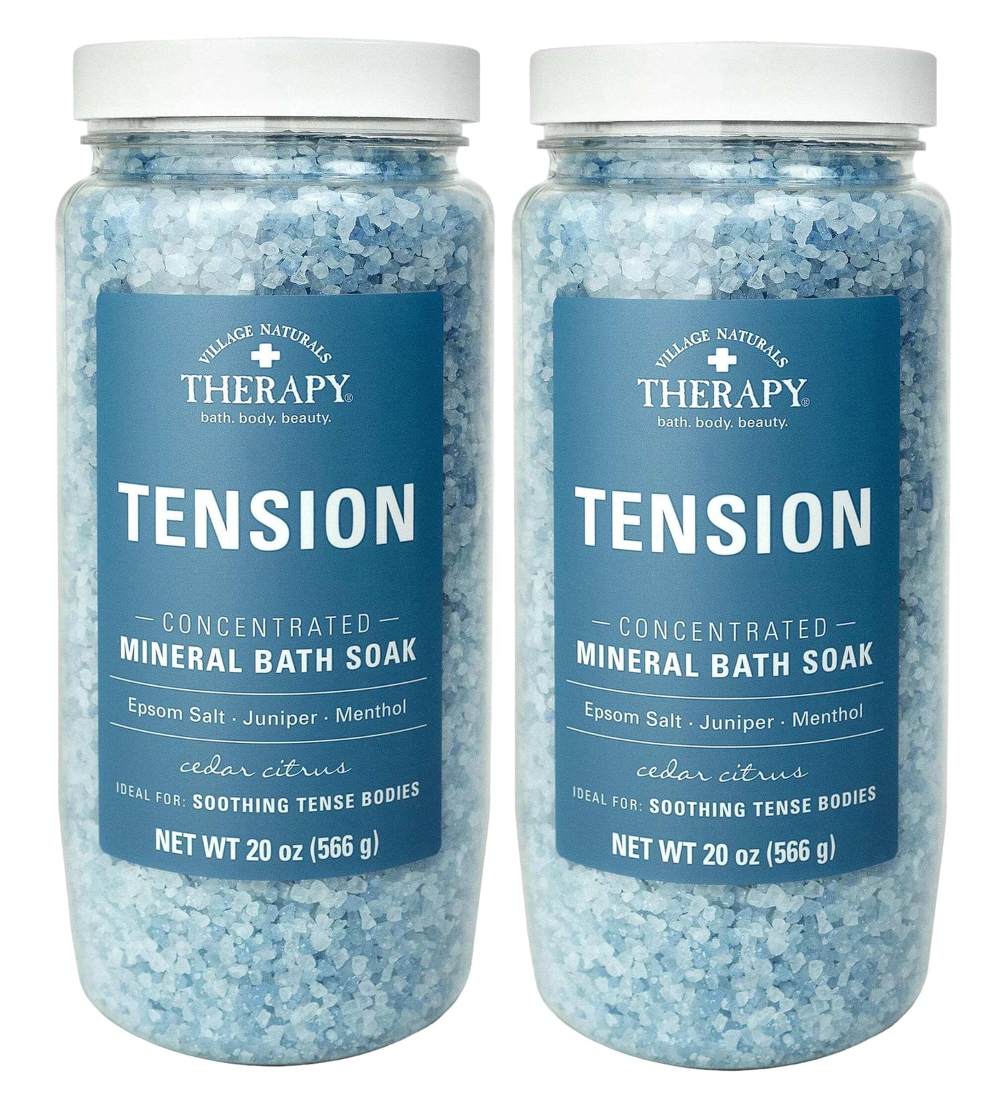 Village Natruals Mineral Bath Soak Tension Cedar Citrus 20 Ounce (591ml) (Pack of 2) Beauty & Personal Care Village Naturals Therapy