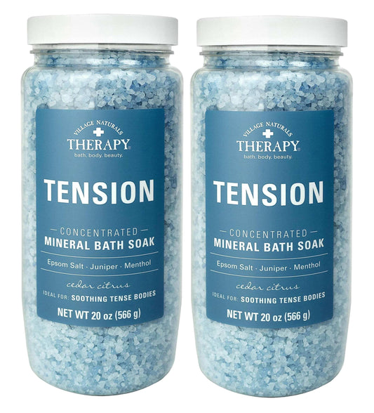 Village Natruals Mineral Bath Soak Tension Cedar Citrus 20 Ounce (591ml) (Pack of 2) Beauty & Personal Care Village Naturals Therapy