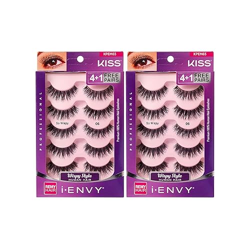 iENVY by KISS So Wispy Eyelashes 5 Pair Multi Pack (KPEM65) (2 PACK) Natural Wispy Style Made with Natural Hair… Beauty & Personal Care i•ENVY